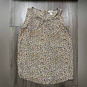 LOFT Floral Sleeveless Blouse - Mustard and White